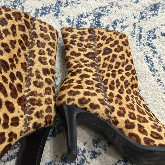 90’s Y2K Animal Print Square Toe Heel Boots Leather Shoes Size 8 - Picture 9 of 16